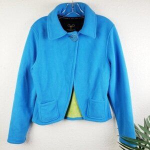 Wooly Bully Wear Colorado Funky One Button Fleece Top Jacket Cardigan Size L